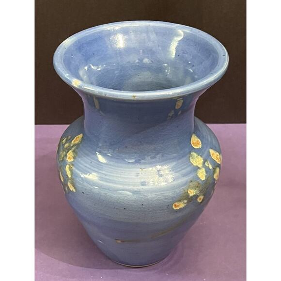 Medium-Size Blue Glazed Signed Art Pottery Vase 7 5/8” - Picture 3 of 7